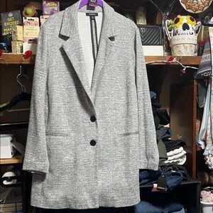 #0 015 size 1 Torrid Women's Gray Wool-Blend Long Blazer Coat